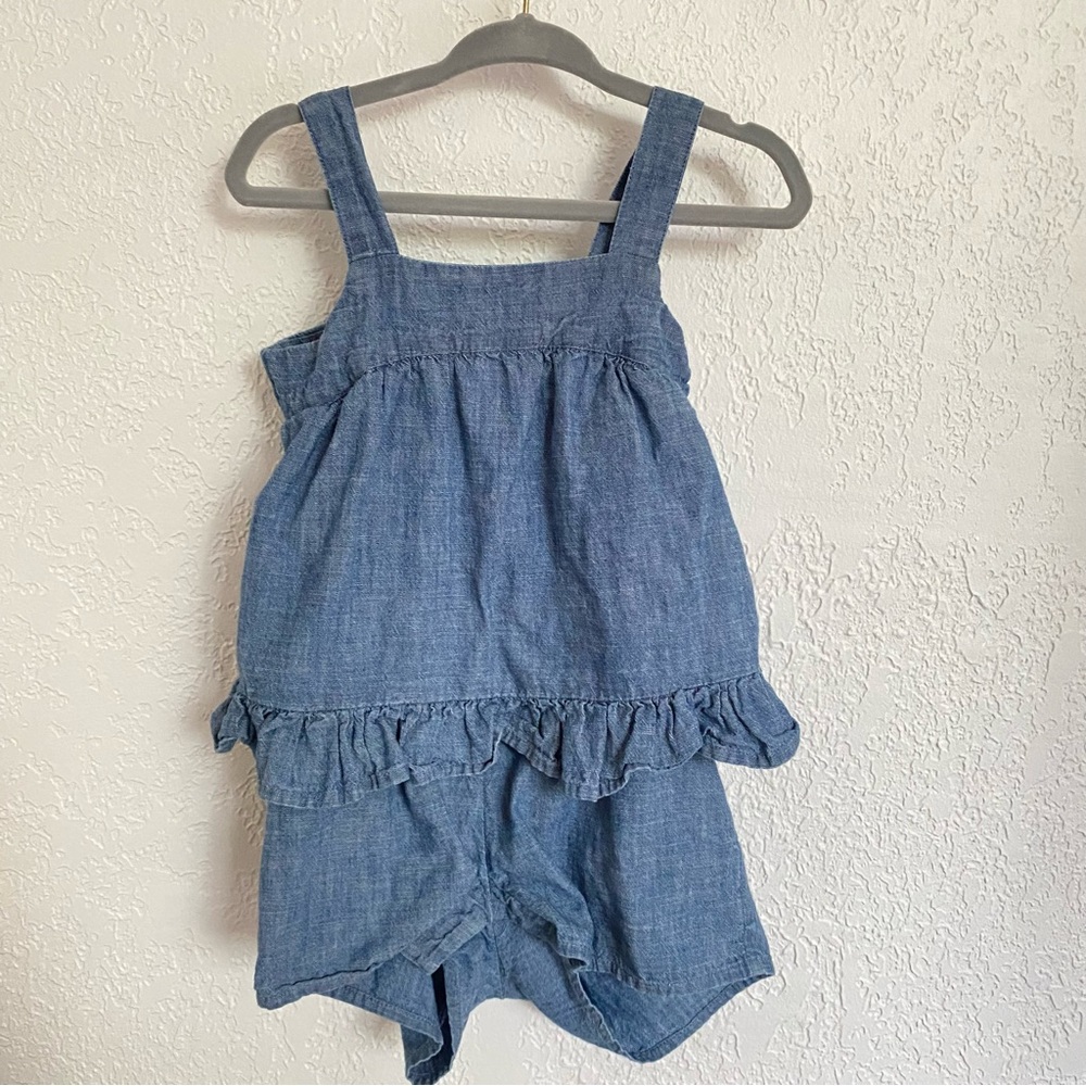 COPY - 2 for $25 - Baby Gap 2T Chambray Romper open back Ruffles☀️